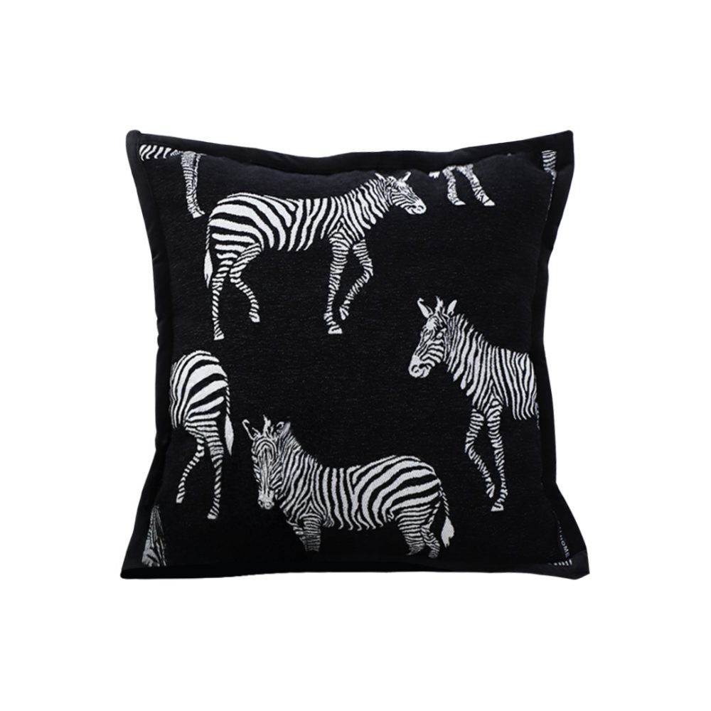 1-SOGA 50cm Throw Pillow  Black Light Luxury Zebra Square Pillow for Home Decor
