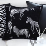 7-SOGA 50cm Throw Pillow  Black Light Luxury Zebra Square Pillow for Home Decor
