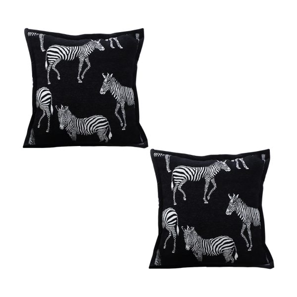 1-SOGA 2X 50cm Throw Pillow  Black Light Luxury Zebra Square Pillow for Home Decor