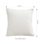 5-SOGA 50cm Beige Throw Pillow Warm Wabi-sabi Striped Corduroy Square For Home Decor