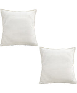 1-SOGA 2X 50cm Beige Throw Pillow Warm Wabi-sabi Striped Corduroy Square For Home Decor