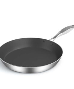 1-SOGA Stainless Steel Fry Pan 24cm Frying Pan Induction FryPan Non Stick Interior