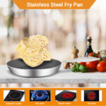 2-SOGA Stainless Steel Fry Pan 34cm Frying Pan Induction FryPan Non Stick Interior