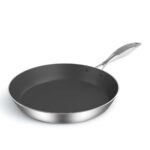 1-SOGA Stainless Steel Fry Pan 34cm Frying Pan Induction FryPan Non Stick Interior