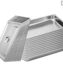 1-SOGA 12X Gastronorm GN Pan Full Size 1/1 GN Pan 6.5cm Deep Stainless Steel Tray With Lid