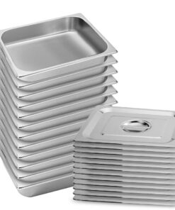 1-SOGA 12X Gastronorm GN Pan Full Size 1/2 GN Pan 6.5cm Deep Stainless Steel Tray with Lid