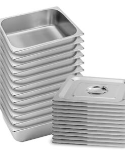 1-SOGA 12X Gastronorm GN Pan Full Size 1/2 GN Pan 10cm Deep Stainless Steel Tray With Lid