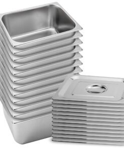 1-SOGA 12X Gastronorm GN Pan Full Size 1/2 GN Pan 20cm Deep Stainless Steel Tray With Lid