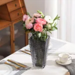 2-SOGA 22cm Modern Gray Ceramic Glass Vase Home Decor