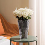 3-SOGA 22cm Modern Gray Ceramic Glass Vase Home Decor