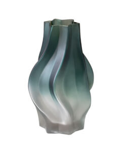 1-SOGA 27cm Glass Vase Blue with Beautiful glass Bubble Texture Art Vases