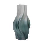 1-SOGA 33cm Glass Vase Blue with Beautiful glass Bubble Texture Art Vases