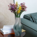 3-SOGA 33cm Glass Vase Blue with Beautiful glass Bubble Texture Art Vases
