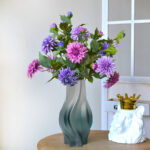 4-SOGA 33cm Glass Vase Blue with Beautiful glass Bubble Texture Art Vases