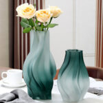 5-SOGA 33cm Glass Vase Blue with Beautiful glass Bubble Texture Art Vases