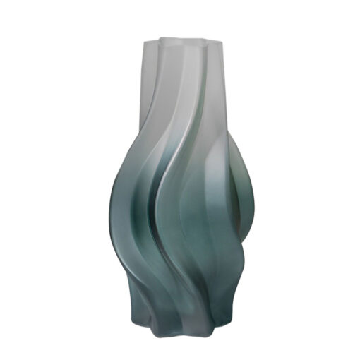 1-SOGA 33cm Glass Vase Blue with Beautiful glass Bubble Texture Art Vases