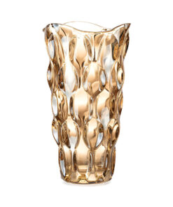 1-SOGA 29.8cm Golden Amber Glass Crystal Vase Elegant Modern Home D?cor
