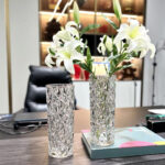 3-SOGA 30cm Sleek Clear Glass Vase Elegant Wide Crystal Design for Modern Home D?cor