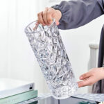 7-SOGA 30cm Sleek Clear Glass Vase Elegant Wide Crystal Design for Modern Home D?cor