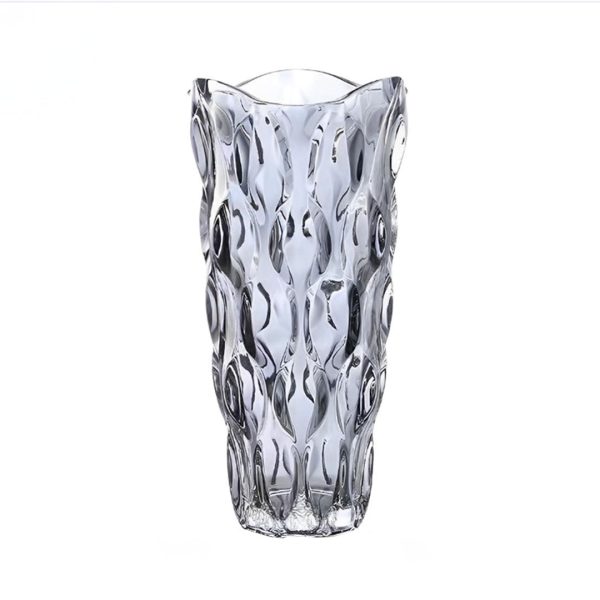 1-SOGA 30cm Glass Grey Vase Crystal VASE Thick Modern Home Decor