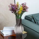 3-SOGA 33cm Glass Vase Grey with Beautiful glass Bubble Texture Art Vases