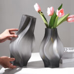 7-SOGA 33cm Glass Vase Grey with Beautiful glass Bubble Texture Art Vases