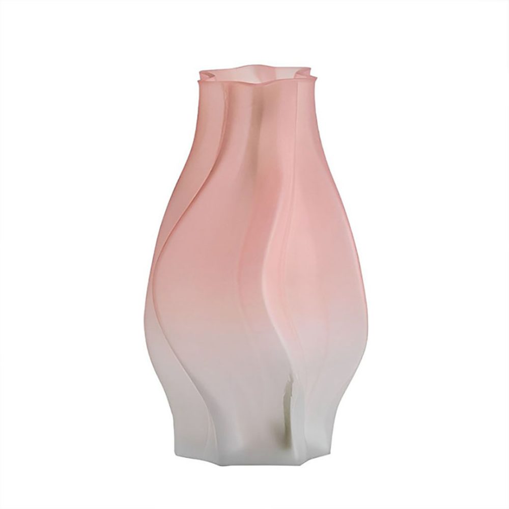 1-SOGA 25cm Pink Glass Vase Art Blown Hand Flower Tall Vintage Art Vases