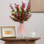 3-SOGA 25cm Pink Glass Vase Art Blown Hand Flower Tall Vintage Art Vases