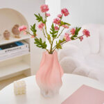 4-SOGA 25cm Pink Glass Vase Art Blown Hand Flower Tall Vintage Art Vases