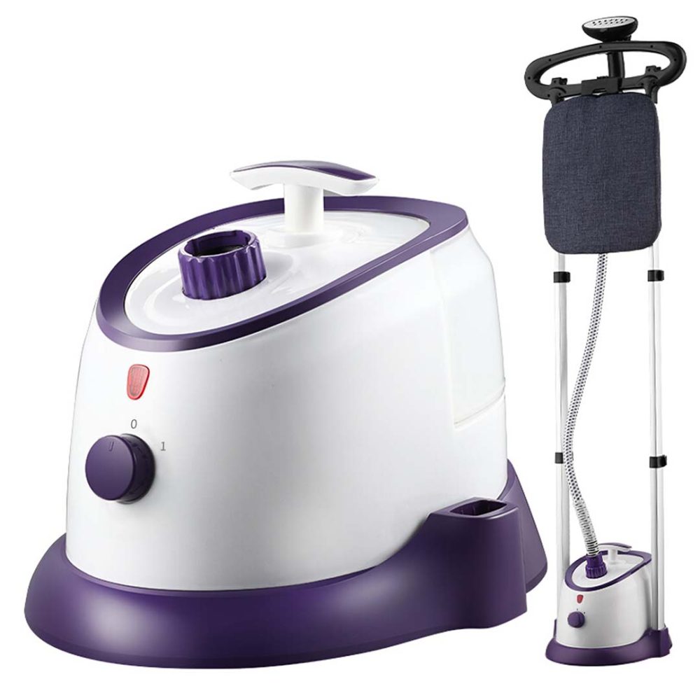 1-SOGA Garment Steamer Vertical Twin Pole Clothes 1700ml 1800w Professional Steaming Kit Purple