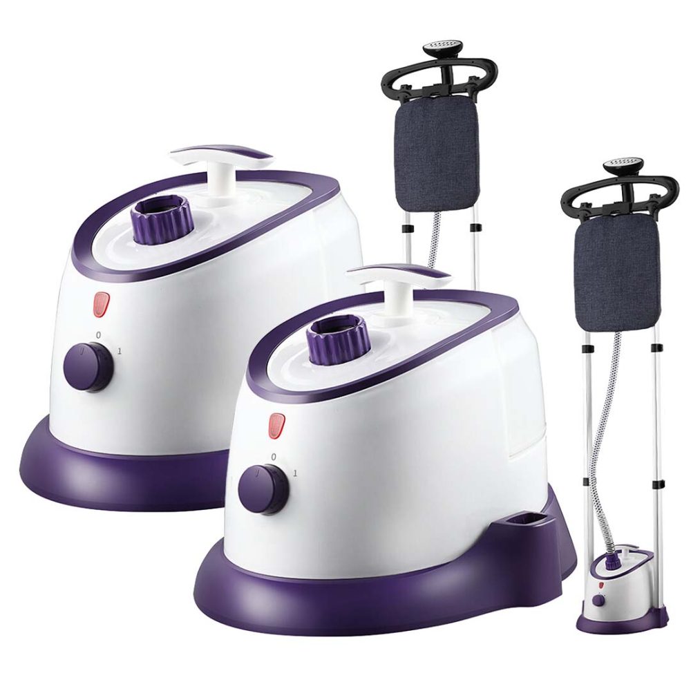 1-SOGA 2X Garment Steamer Vertical Twin Pole Clothes 1700ml 1800w Professional Steaming Kit Purple
