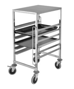 1-SOGA Gastronorm Trolley 7 Tier Stainless Steel Bakery Trolley Suits 60cmx40cm Tray with Working Surface