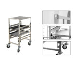 4-SOGA Gastronorm Trolley 7 Tier Stainless Steel Bakery Trolley Suits 60cmx40cm Tray with Working Surface