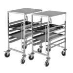 1-SOGA 2X Gastronorm Trolley 7 Tier Stainless Steel Bakery Trolley Suits 60cmx40cm Tray with Working Surface