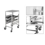 4-SOGA 2X Gastronorm Trolley 7 Tier Stainless Steel Bakery Trolley Suits 60cmx40cm Tray with Working Surface