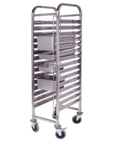 1-SOGA Gastronorm Trolley 15 Tier Stainless Steel Bakery Trolley Suits GN 1/1 Pans