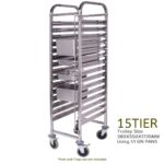 4-SOGA Gastronorm Trolley 15 Tier Stainless Steel Bakery Trolley Suits GN 1/1 Pans