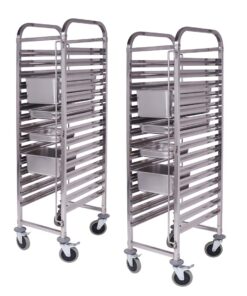 1-SOGA 2X Gastronorm Trolley 15 Tier Stainless Steel Bakery Trolley Suits GN 1/1 Pans