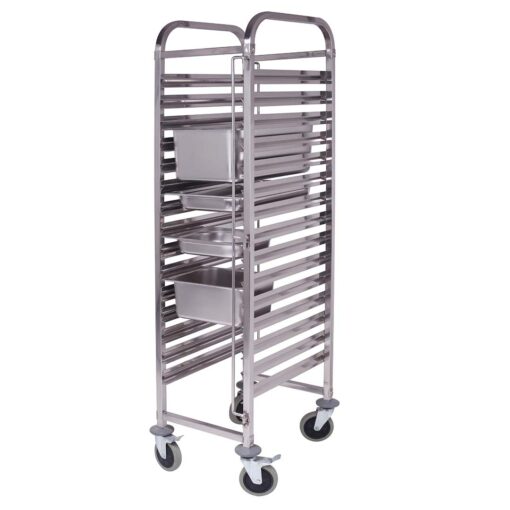 1-SOGA Gastronorm Trolley 16 Tier Stainless Steel Bakery Trolley Suits GN 1/1 Pans