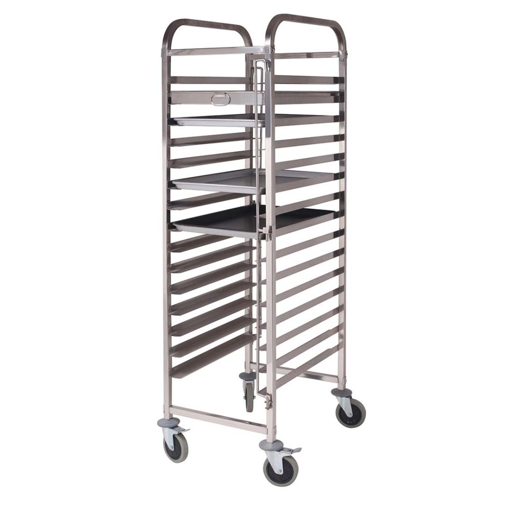 1-SOGA Gastronorm Trolley 15 Tier Stainless Steel Cake Bakery Trolley Suits 60*40cm Tray