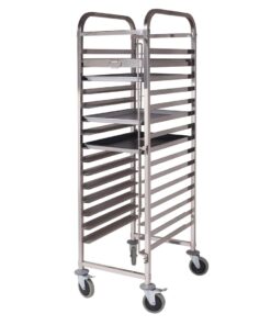 1-SOGA Gastronorm Trolley 16 Tier Stainless Steel Cake Bakery Trolley Suits 60*40cm Tray