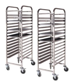 1-SOGA 2X Gastronorm Trolley 16 Tier Stainless Steel Cake Bakery Trolley Suits 60*40cm Tray