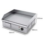 3-SOGA 2200W Stainless Steel Ribbed Griddle Commercial Grill BBQ Hot Plate 56*48*23cm
