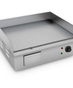1-SOGA 2200W Stainless Steel Ribbed Griddle Commercial Grill BBQ Hot Plate 56*48*23cm