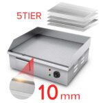 4-SOGA 2200W Stainless Steel Ribbed Griddle Commercial Grill BBQ Hot Plate 56*48*23cm