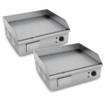1-SOGA 2X Electric Stainless Steel Ribbed Griddle Commercial Grill BBQ Hot Plate