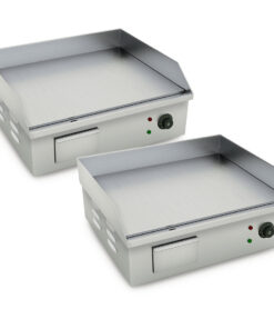 1-SOGA 2X Electric Stainless Steel Flat Griddle Grill BBQ Hot Plate 2200W