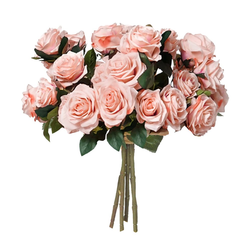 1-SOGA 4 Bunch Artificial Silk Rose 9 Heads Flower Fake Bridal Bouquet Table Decor Champion