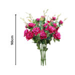 2-SOGA 8 Bunch Artificial Silk Rose 5 Heads Flower Fake Bridal Bouquet Table Decor Pink