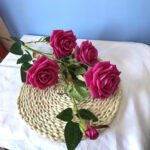 3-SOGA 8 Bunch Artificial Silk Rose 5 Heads Flower Fake Bridal Bouquet Table Decor Pink